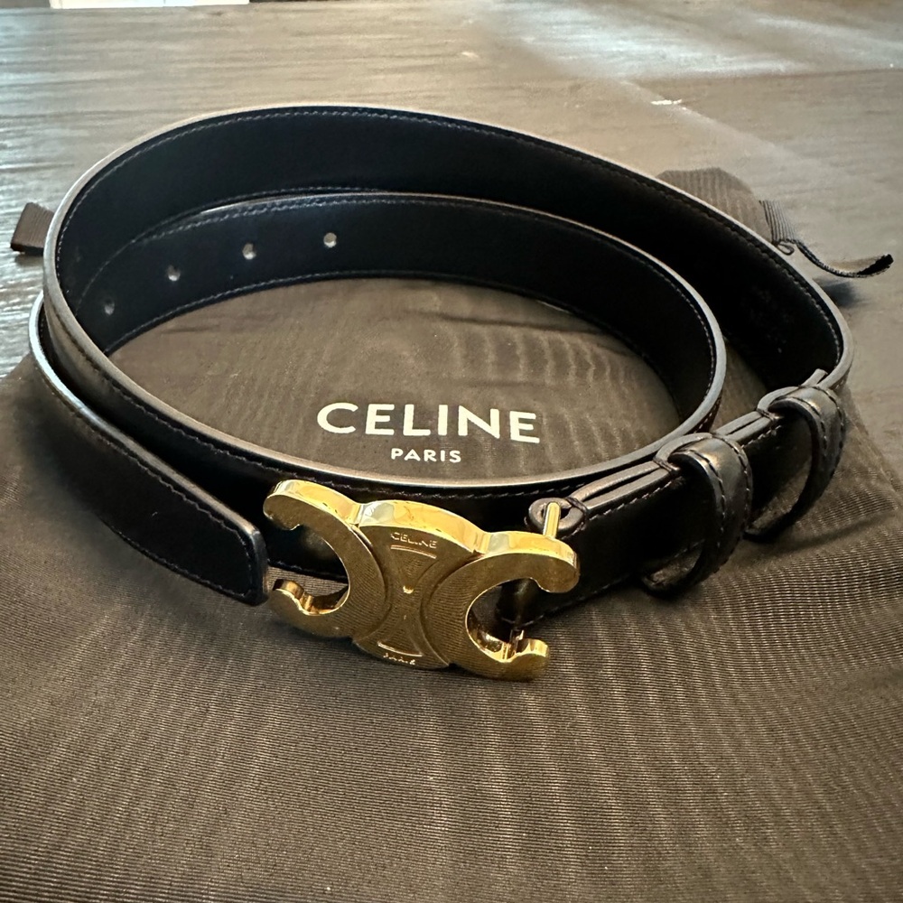 Celine Triomphe Belt in Black